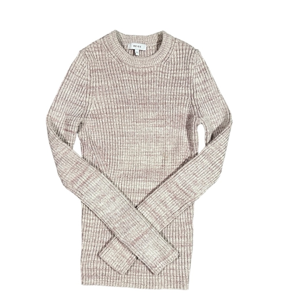 Reiss Cream Crew Neck Sweater with Textured Knit Size S